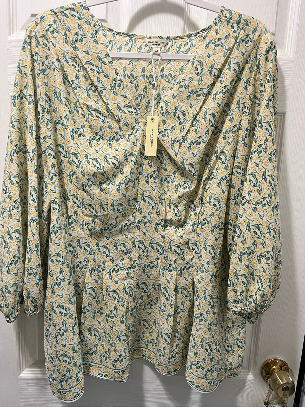 Max Studio London Floral Peplum Blouse | Women's 2X